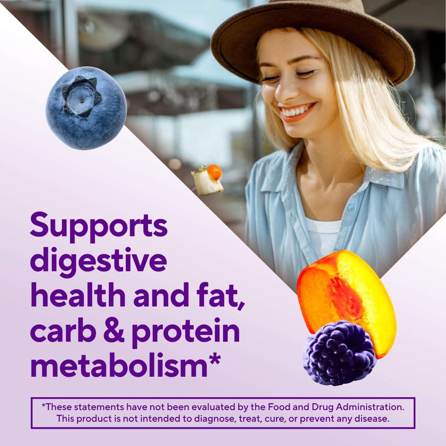 Vitafusion adult fiber gummies nutrition label with six B vitamins