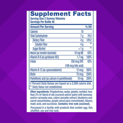 Vitafusion Fiber Well Fit 90 count bottle close up imported supplement