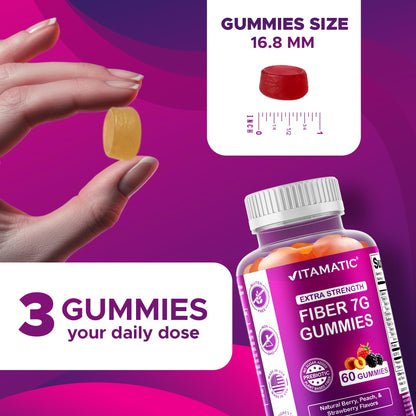 Authentic USA imported Vitamatic extra strength fiber gummies packaging