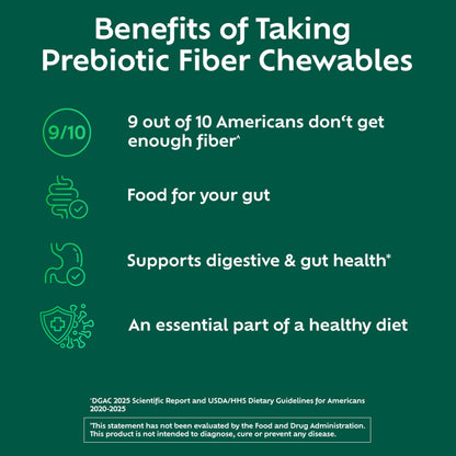 Benefiber daily prebiotic dietary fiber tablets for gut health maintenance on a clean background.