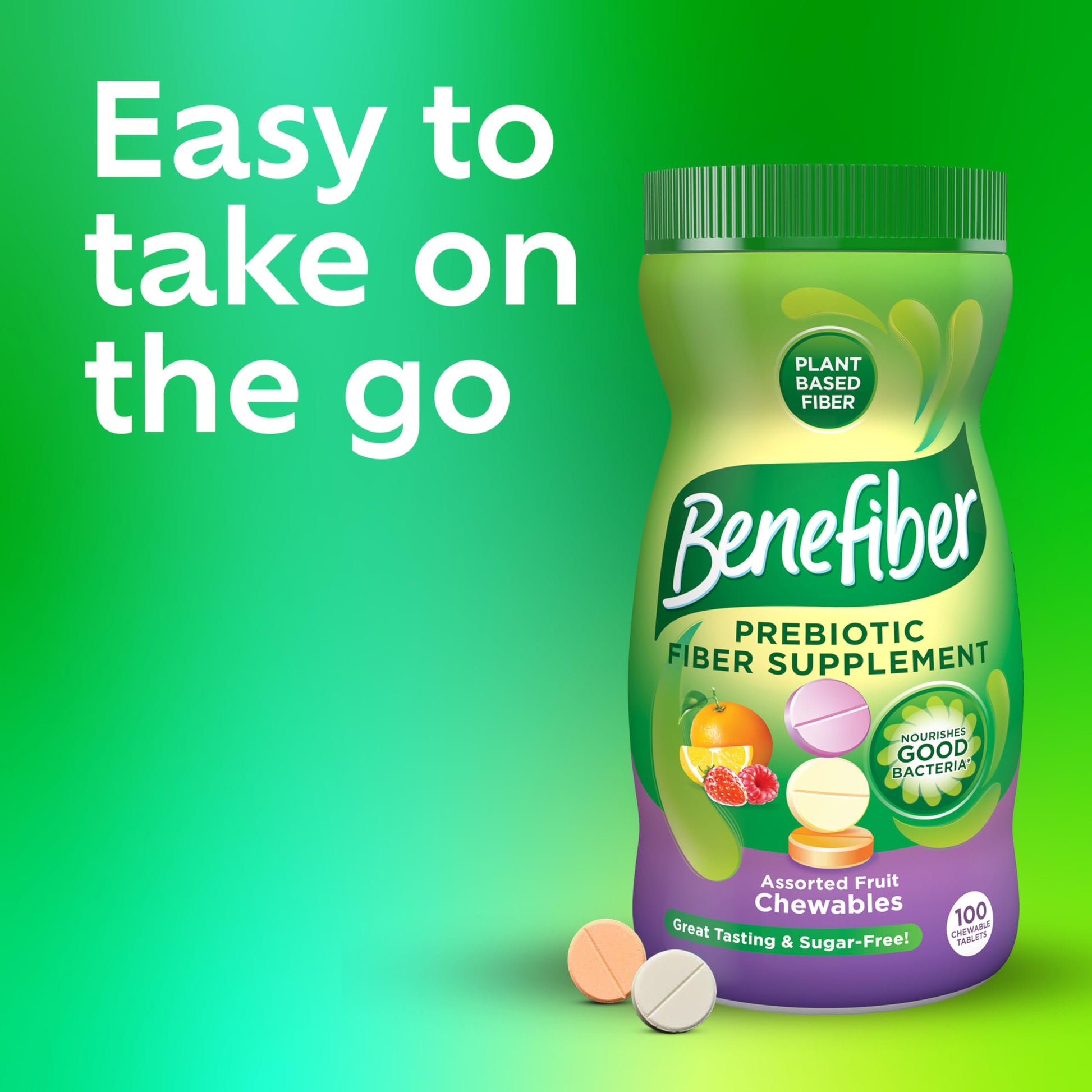 Authentic USA-imported prebiotic fiber tablets by Benefiber for nourishing good gut bacteria.