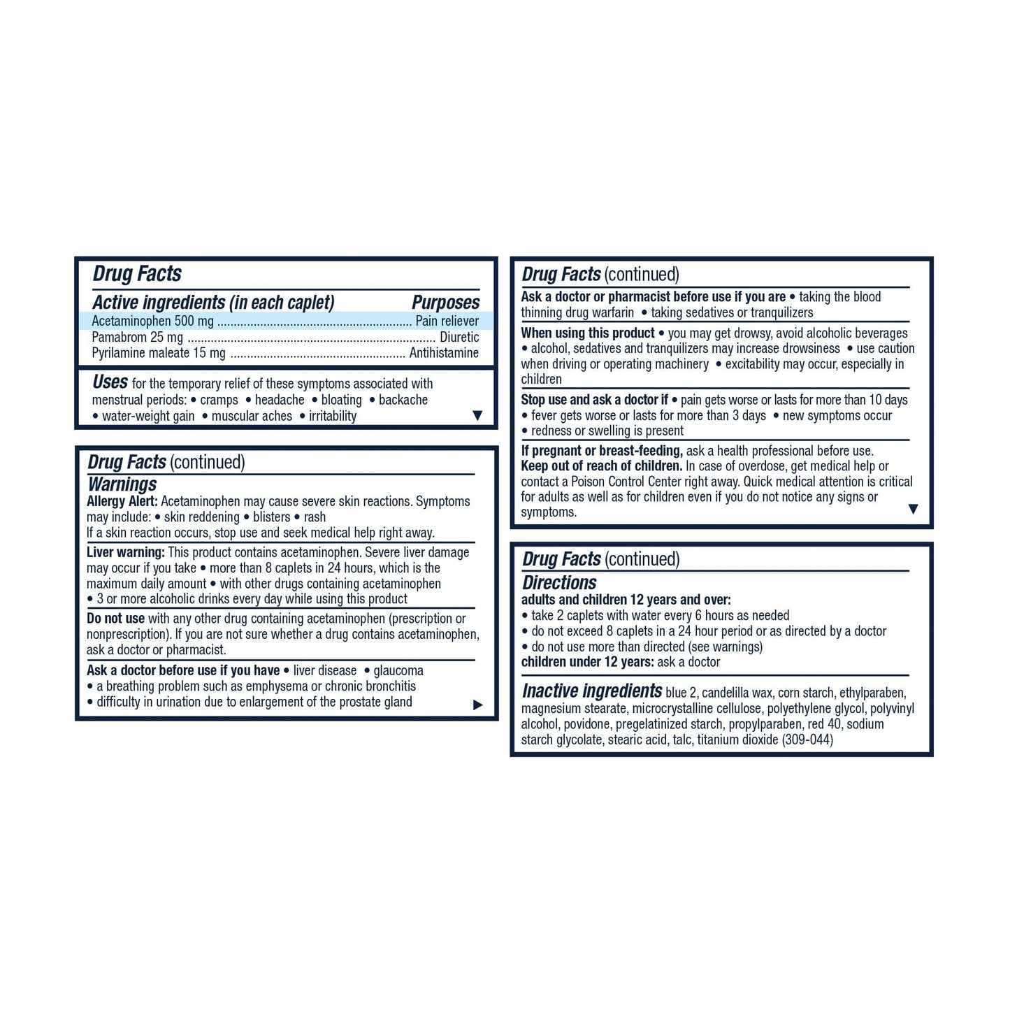 Side angle view of the Pamprin Maximum Strength boxes highlighting the active ingredients for period cramp relief.