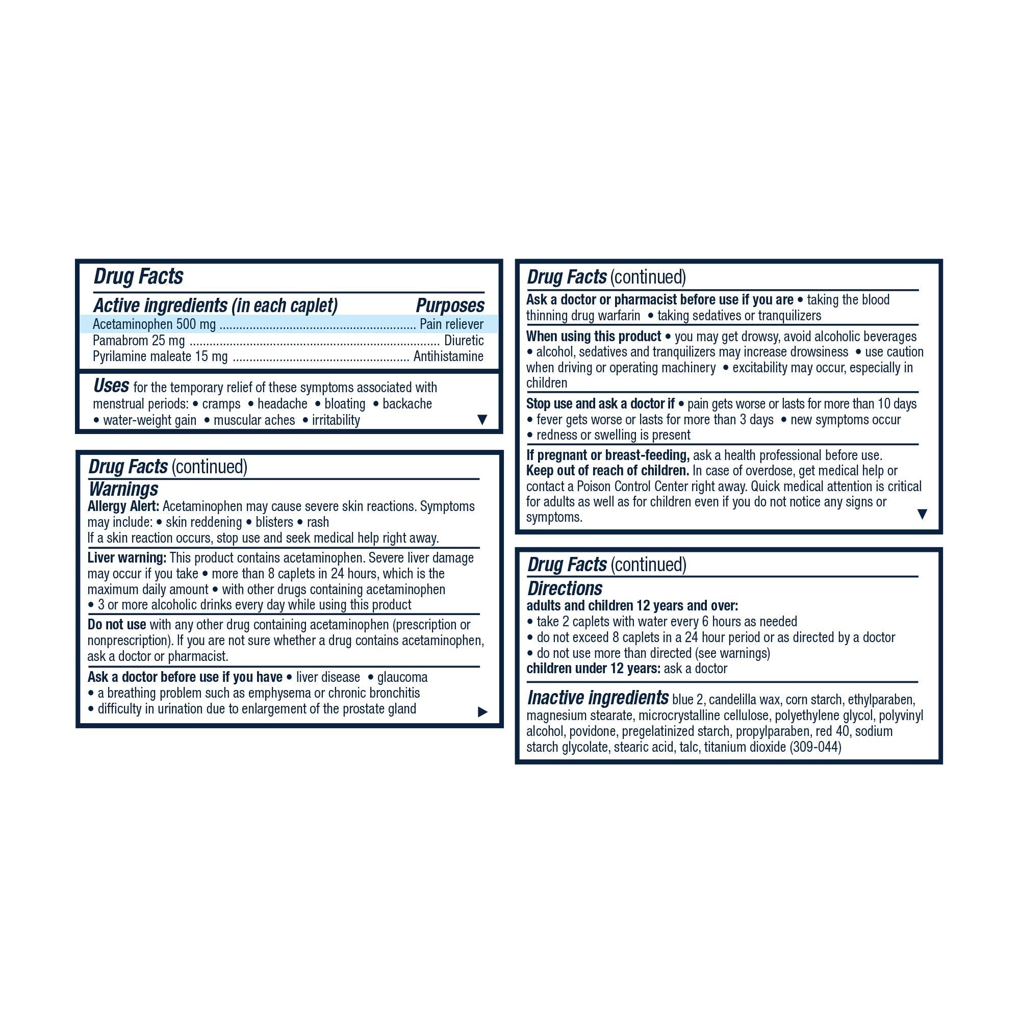 Side angle view of the Pamprin Maximum Strength boxes highlighting the active ingredients for period cramp relief.