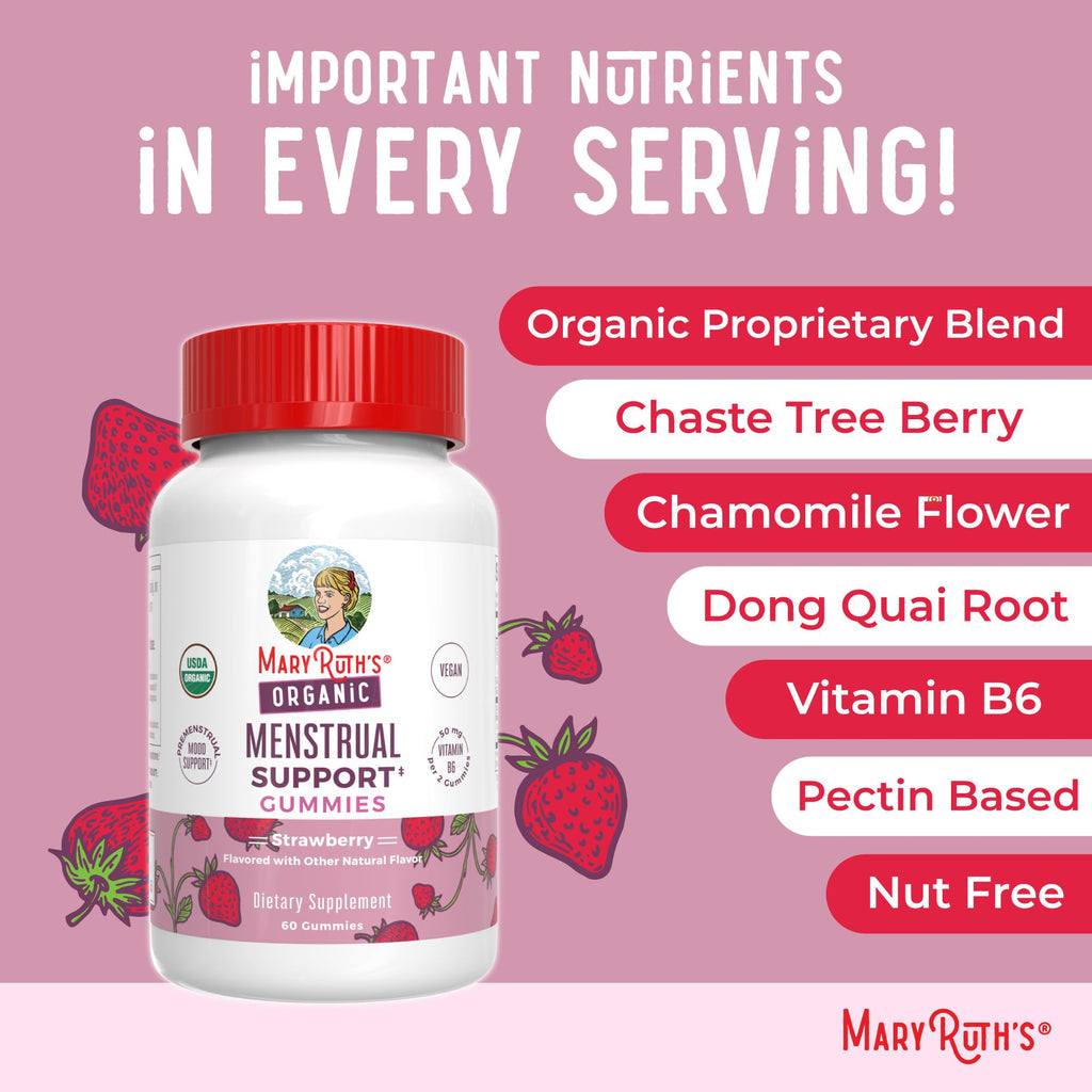 MaryRuth's menstrual support gummies 60 count bottle