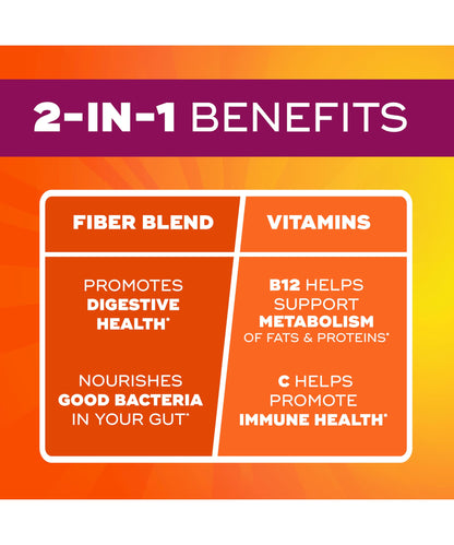 Metamucil prebiotic citrus berry fiber gummies supplement facts panel showing ingredient details