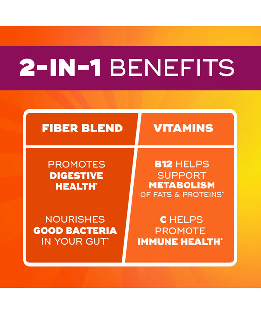 Metamucil prebiotic citrus berry fiber gummies supplement facts panel showing ingredient details