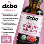 Dr. Bo hormone support drops with natural herb graphics