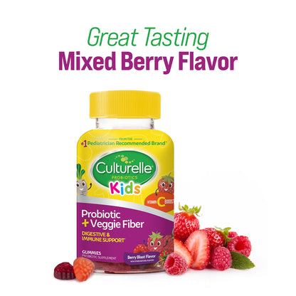 Authentic Culturelle kids probiotic plus veggie fiber dietary supplement packaging