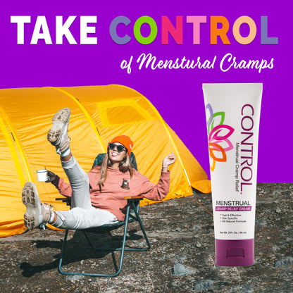 Three ounce tube of Control topical muscle relaxation cream for menstrual cycles.