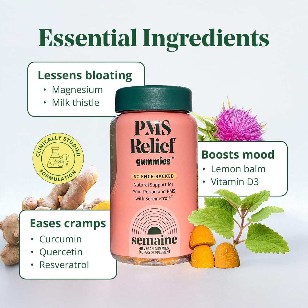 Semaine PMS Relief Gummies nutritional information label