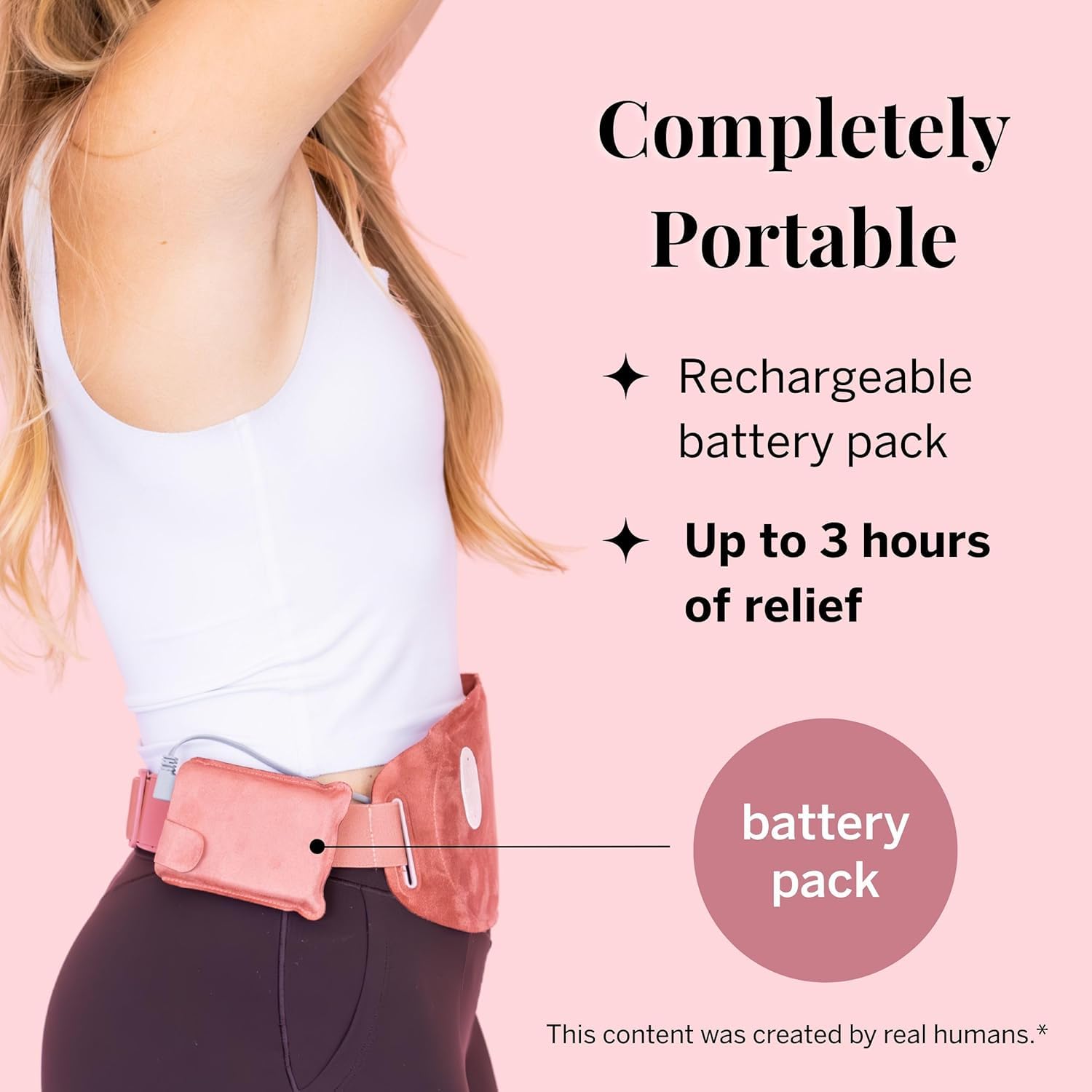 Pixie Cup wearable heating belt showing thin profile