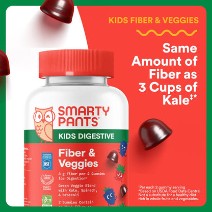 SmartyPants organic green veggie blend and inulin prebiotic supplement packaging information