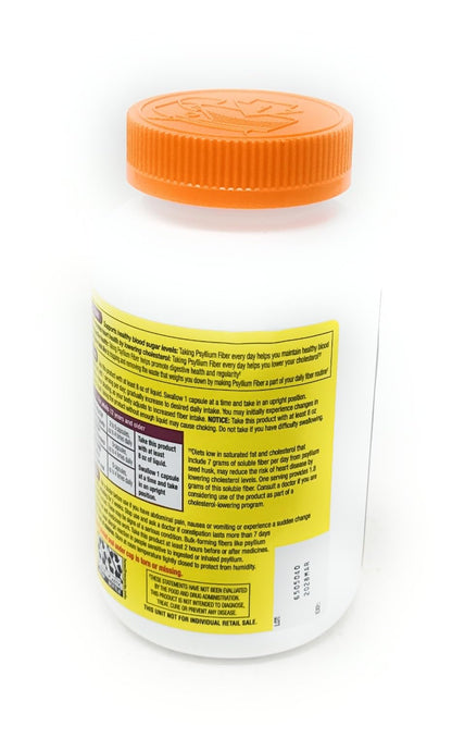 Kirkland Signature regularity therapy psyllium husk capsules side angle label description