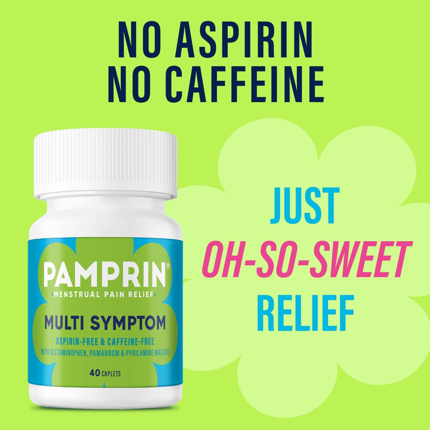 Imported Pamprin multi symptom formula with acetaminophen pain reliever for women wellness.