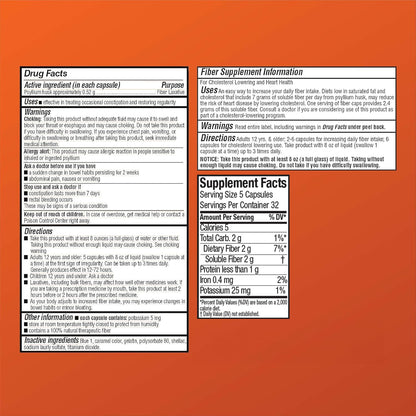 Quality Choice premium natural fiber therapy capsules packaging details and supplement facts