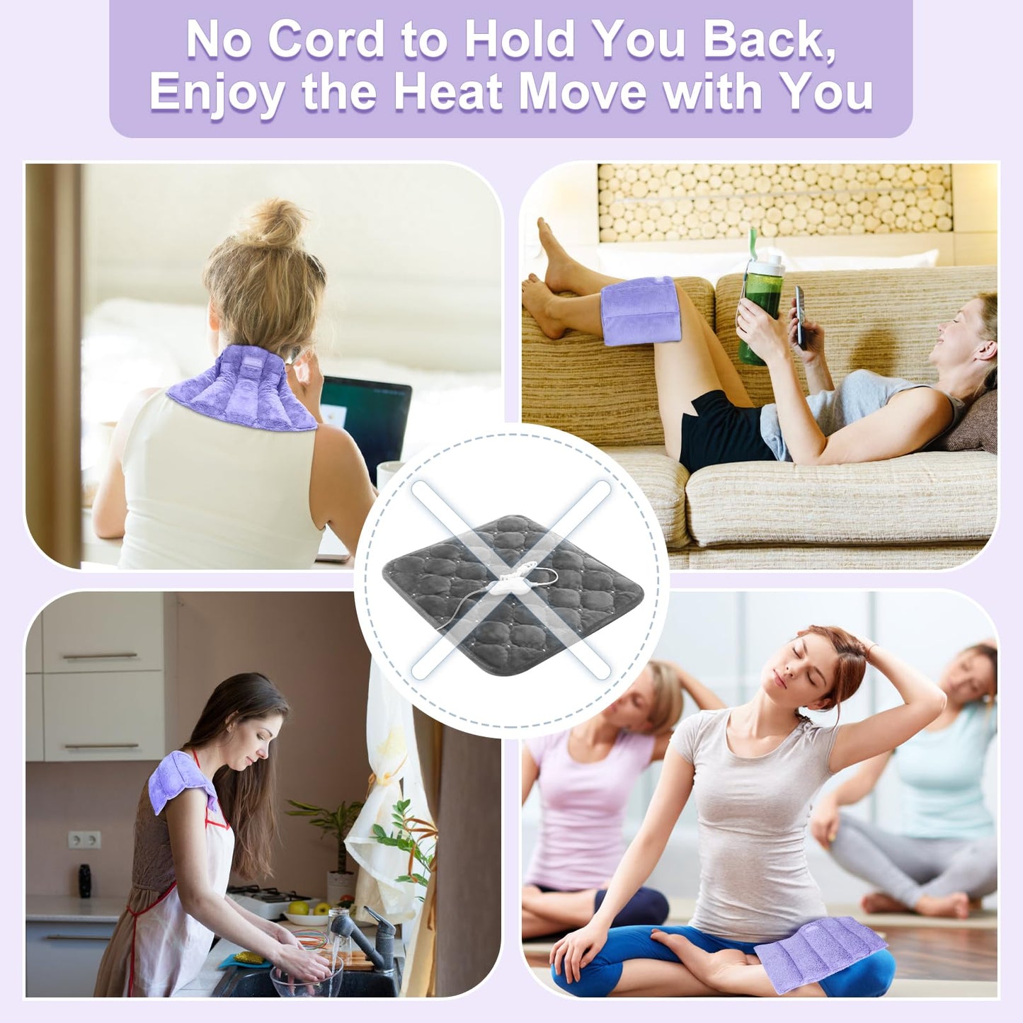 Suzzipad microwave heating pad lifestyle use on neck