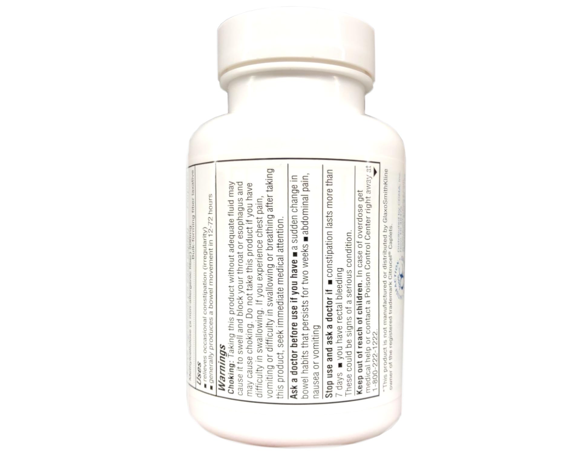 Quality Choice fiber therapy bulk forming laxative side panel warnings