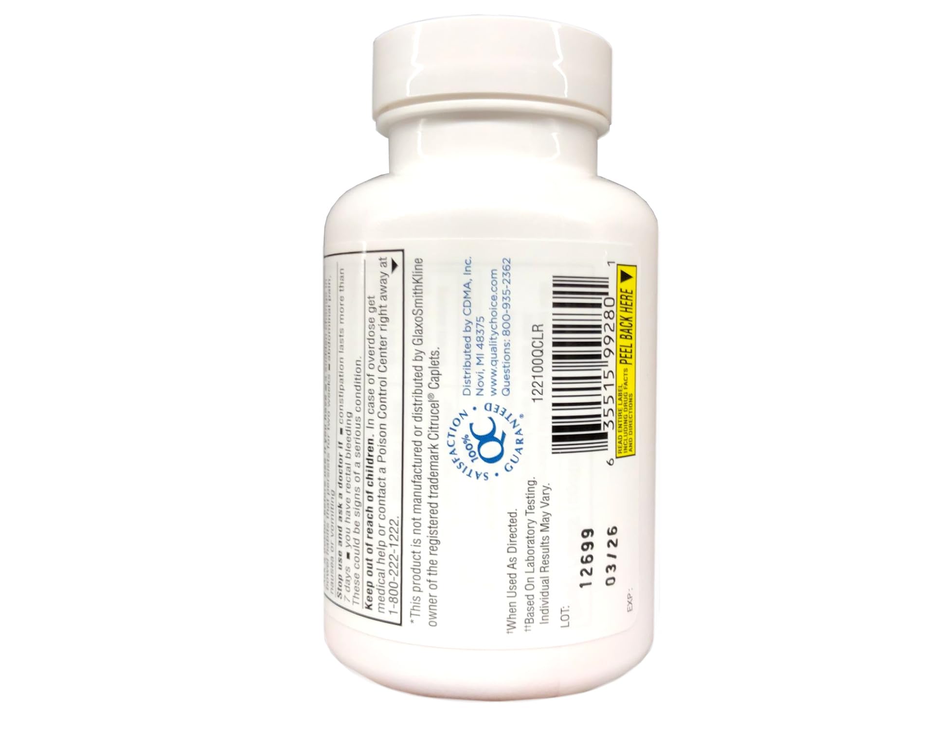 Quality Choice 100 caplets digestive wellness supplement facts label