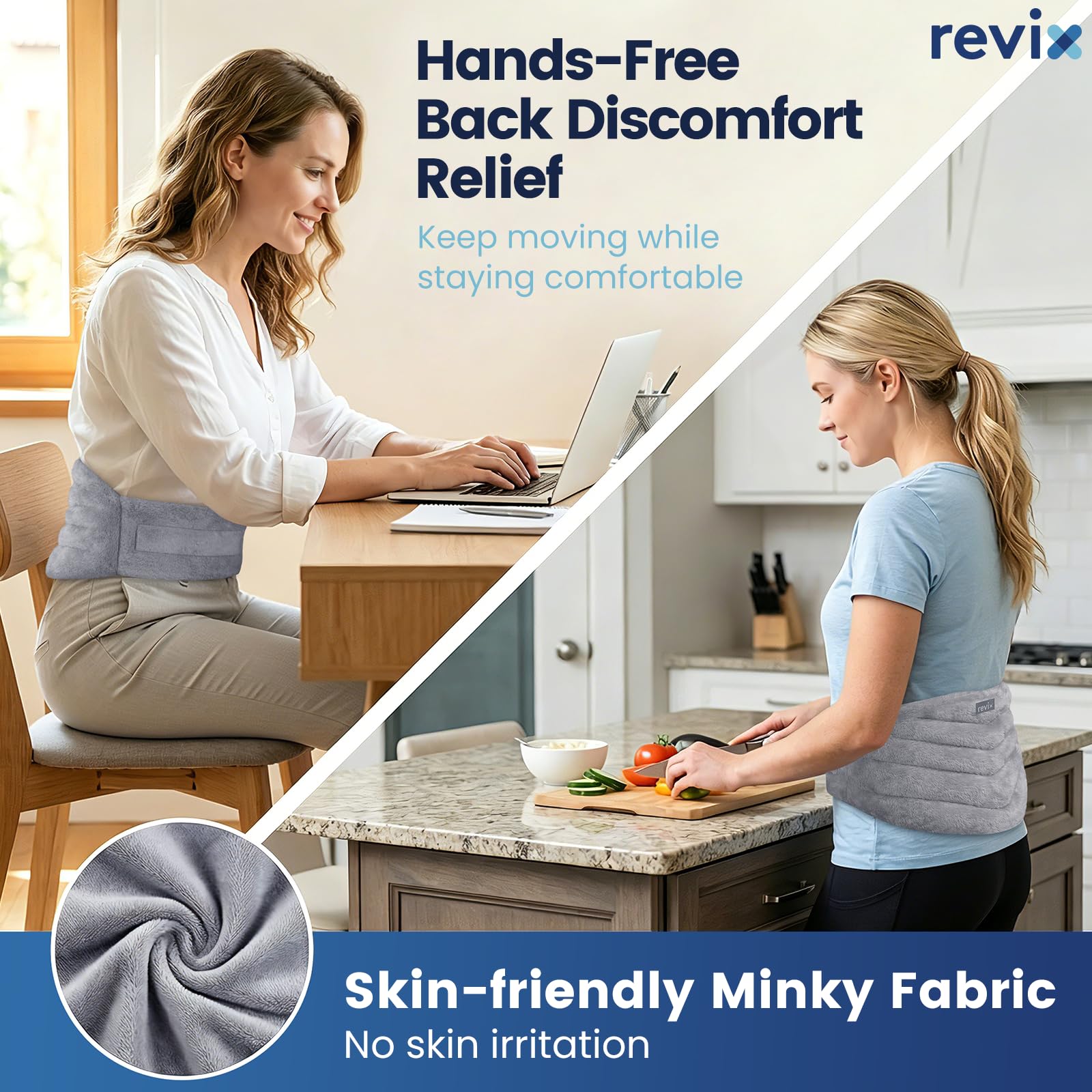Revix extra large heating wrap showing strap adjustment