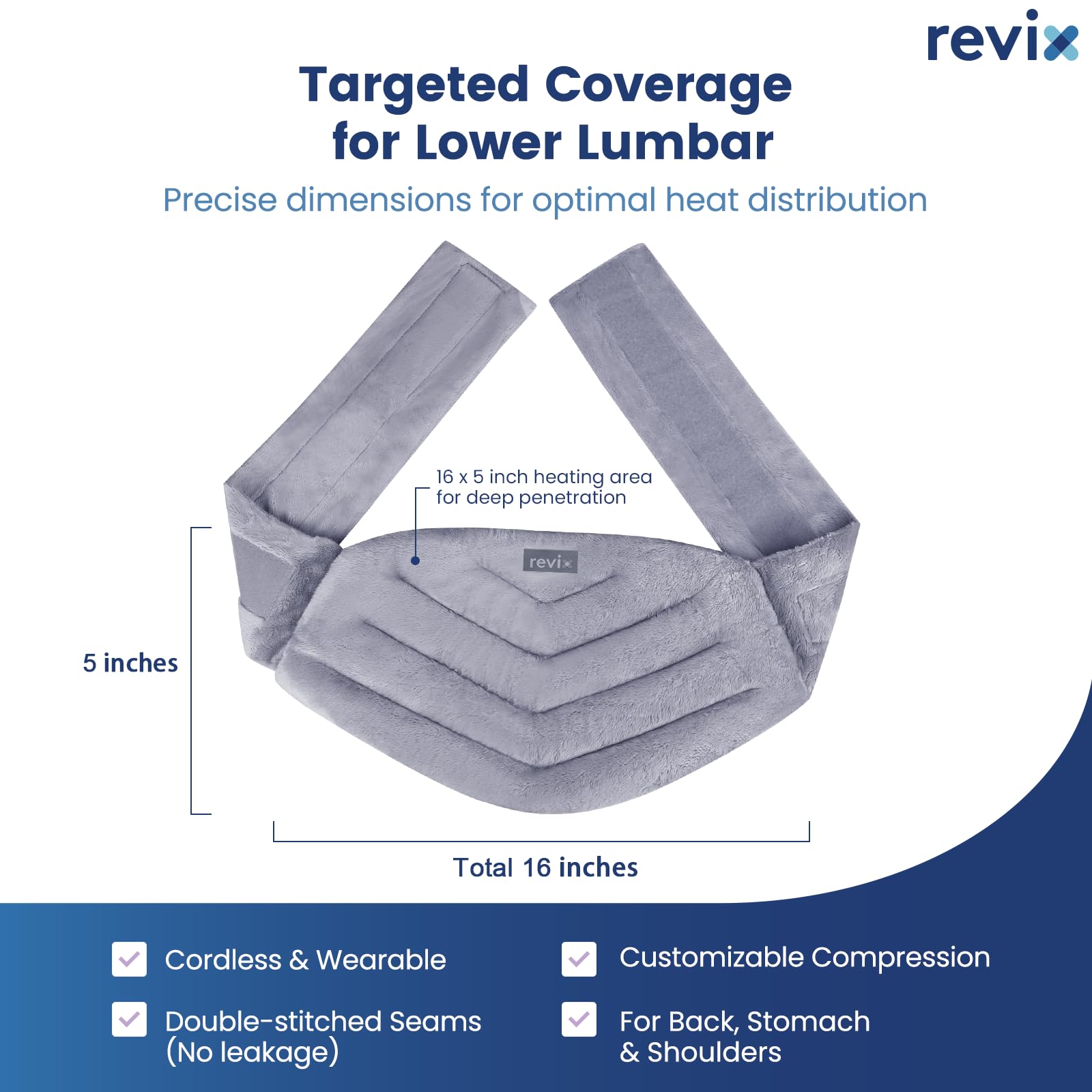 Soft minky fabric texture of Revix heating pad