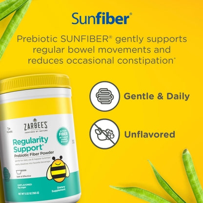 Flavorless daily fiber supplement container showing 6 grams of fiber content for toddlers.