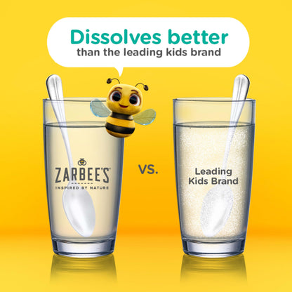 Zarbee's kids regularity support nutrition facts panel showing Sunfiber and organic gum acacia ingredients.