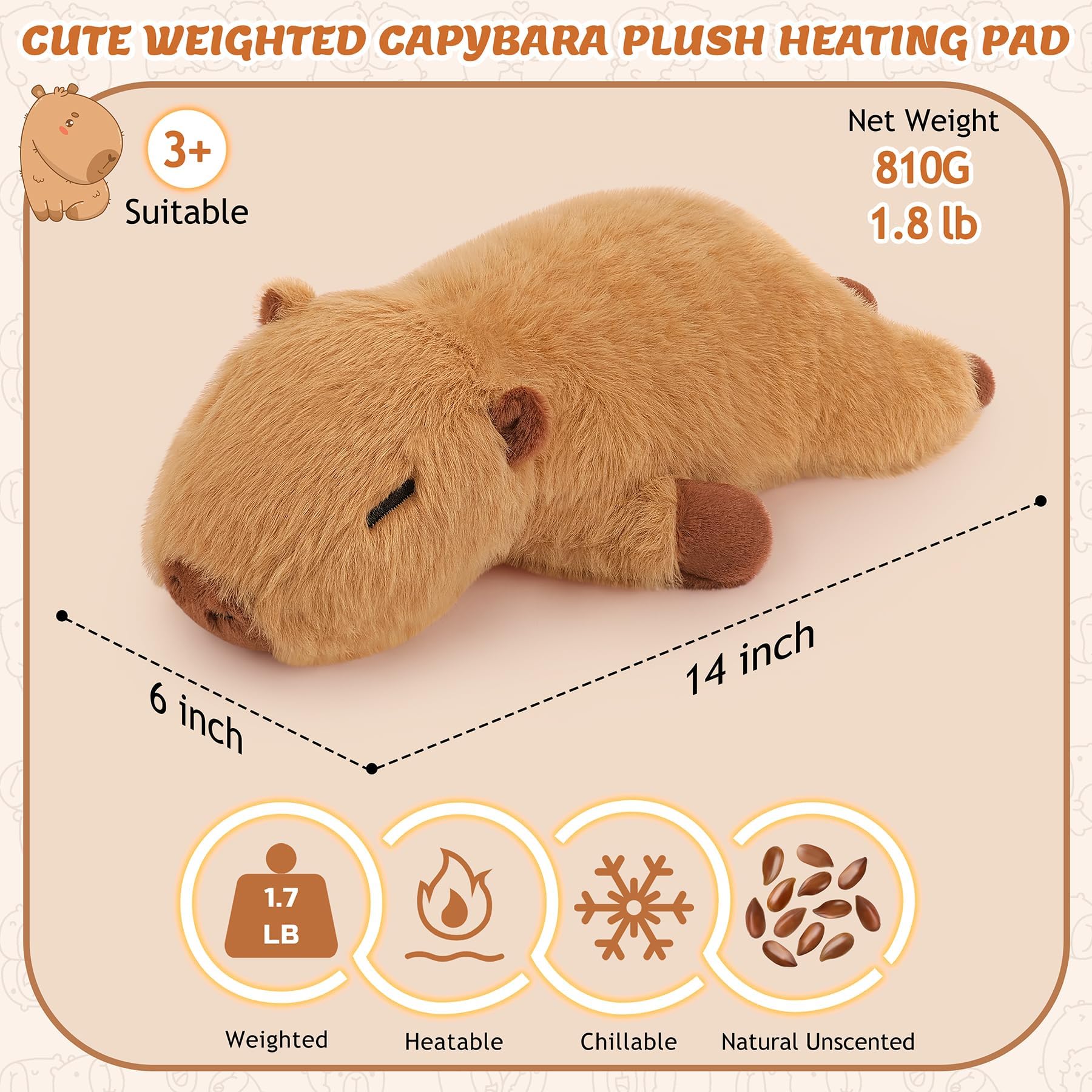 14-inch capybara stuffed animal for menstrual cramp relief