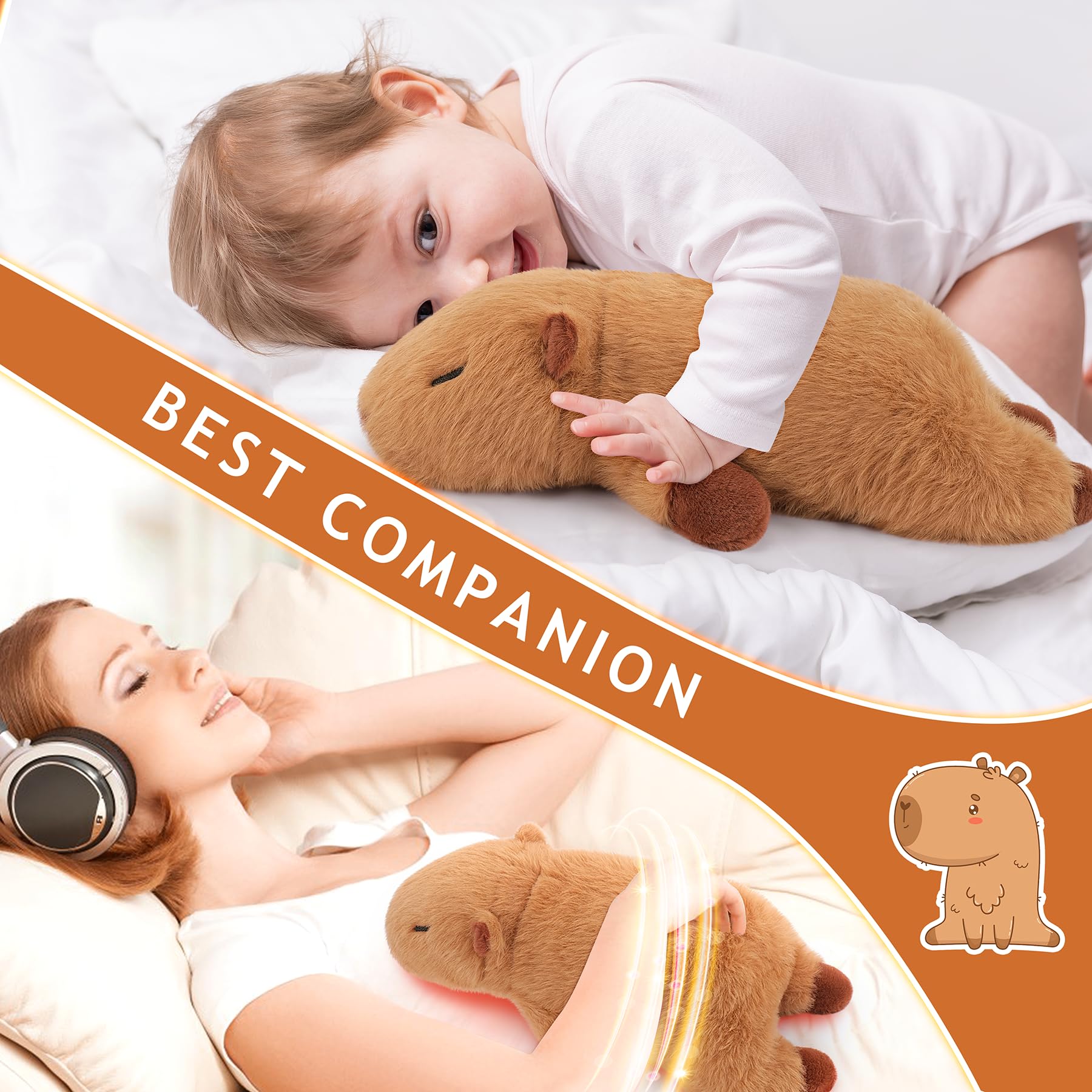 Detailed view of weighted capybara heating pad fabric