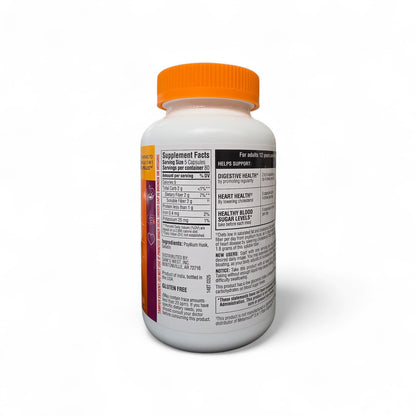 Member's Mark imported psyllium fiber supplement bottle showing product facts and directions