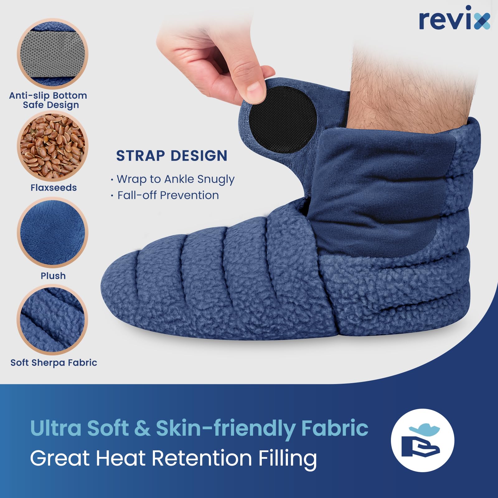 Side profile of Revix heated slippers showing ankle coverage