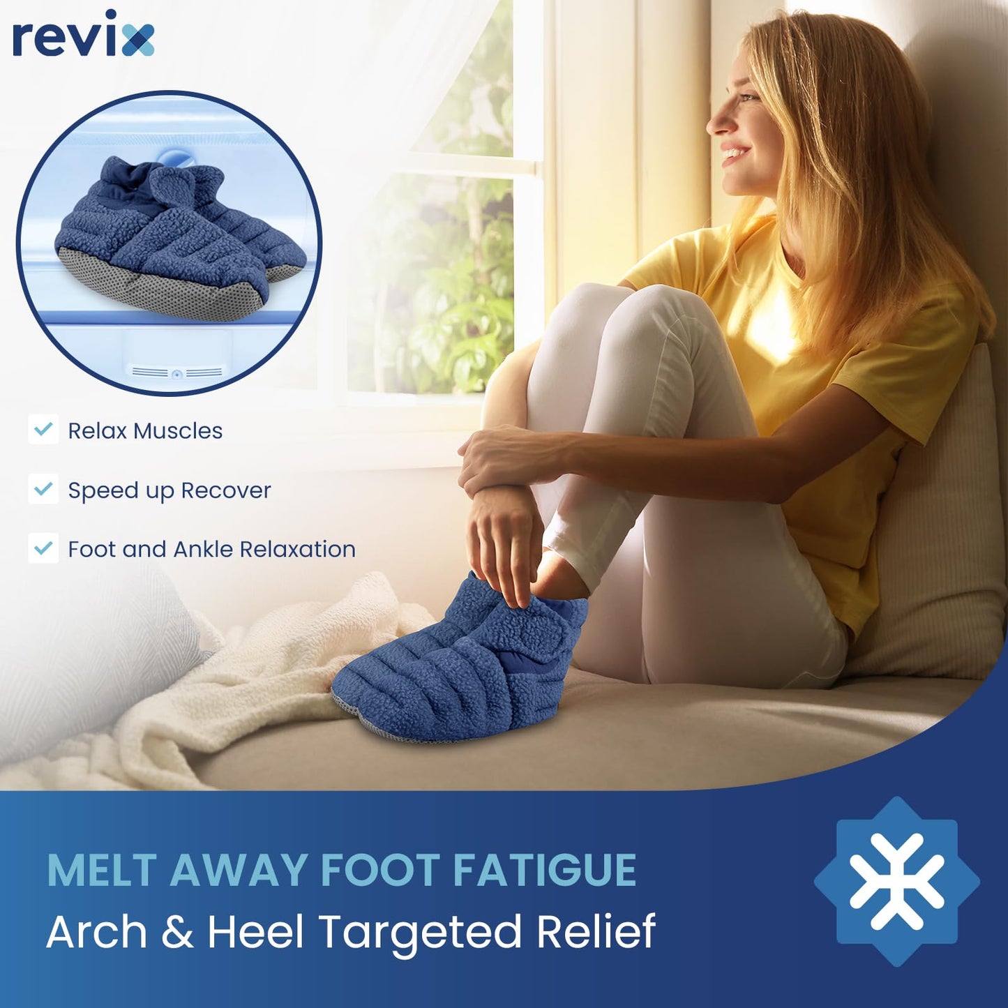 Packaging and product set of Revix moist heat therapy slippers