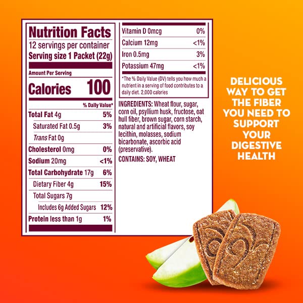 Metamucil psyllium husk fiber wafers individual single-serving packet close up.
