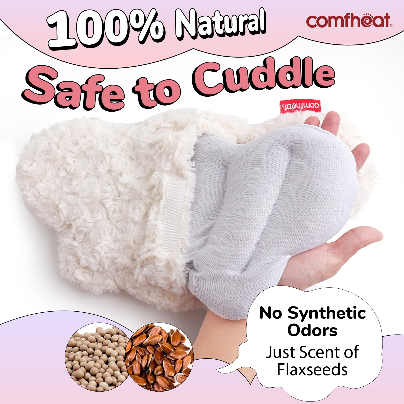 Internal flaxseed and clay bead pack for Comfheat cloud heating pad