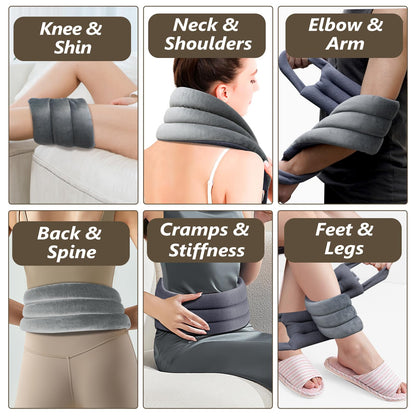 AiricePac shoulder heating wrap demonstrating ergonomic chamber stitching