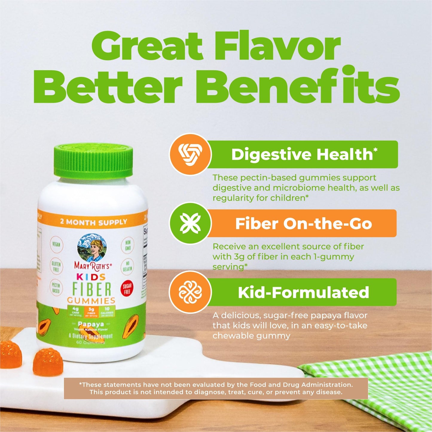 USA imported MaryRuth Organics 60 count fiber gummies bottle
