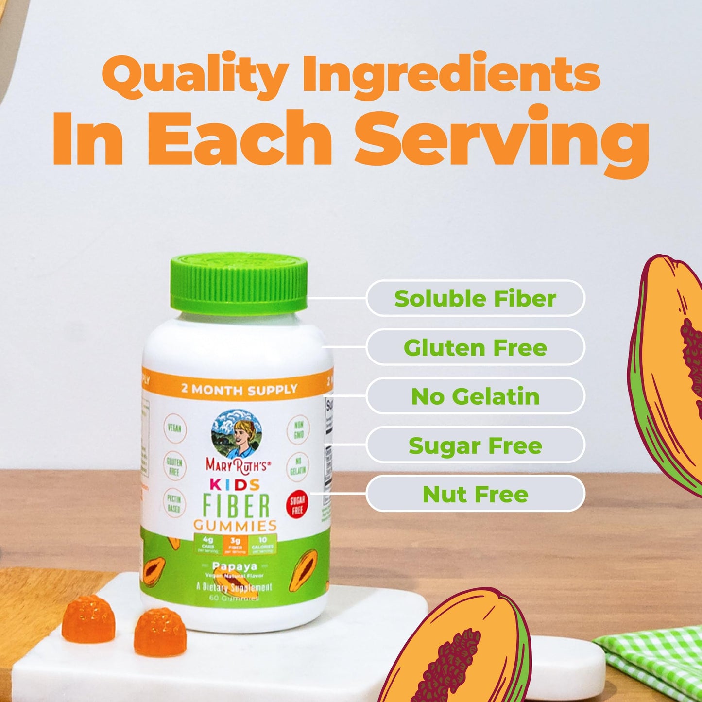 Gelatin free kids fiber gummies for gentle digestion support