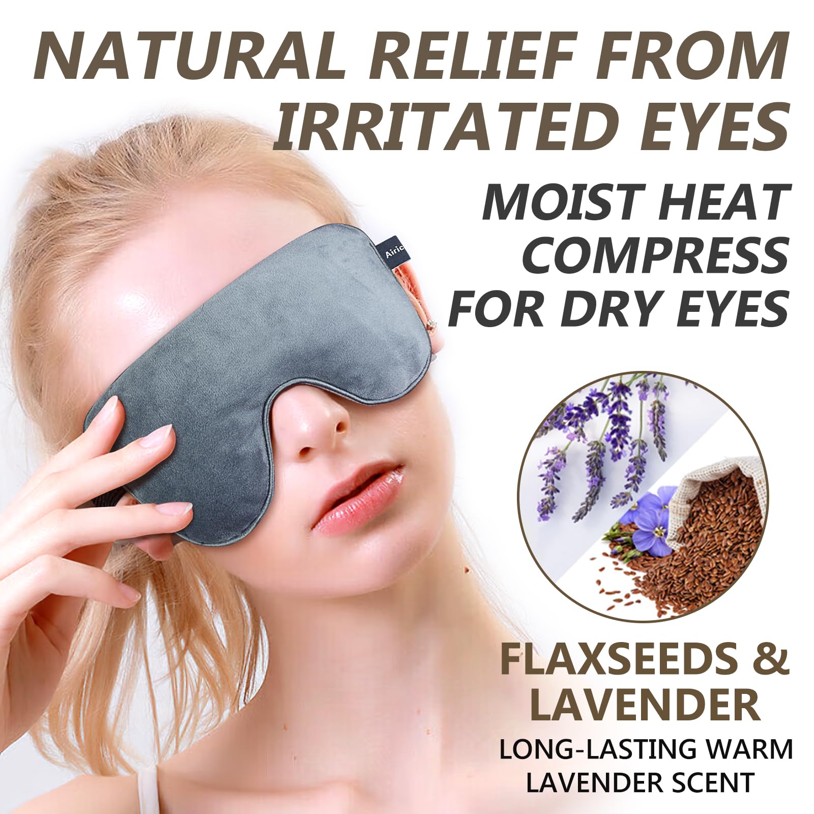 AiricePac moist heat mask showing soft minky fabric