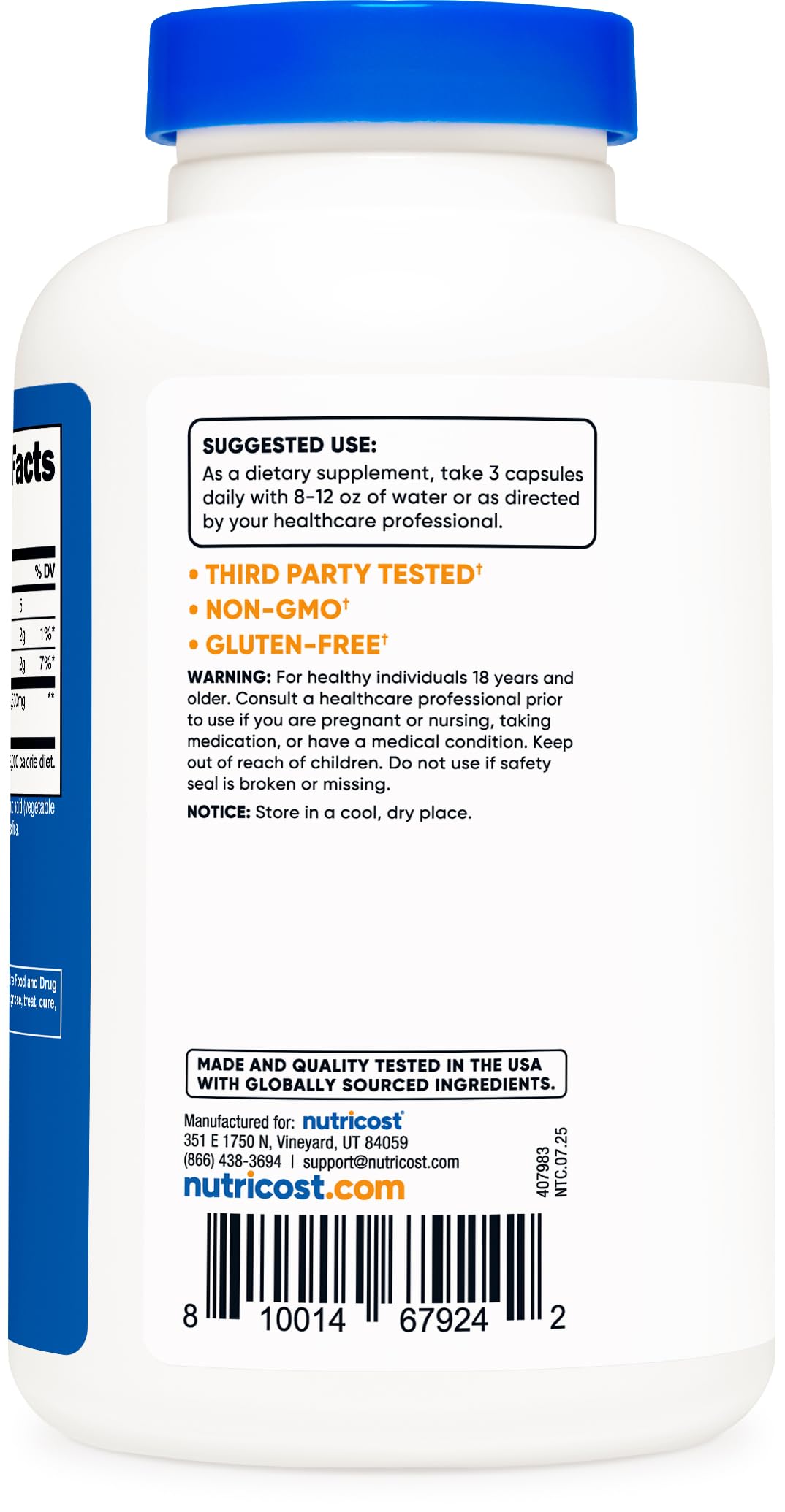 Nutricost premium glucomannan weight management supplement capsules for digestive health.