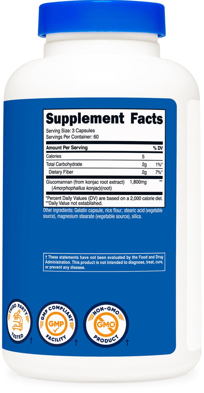 Nutricost authentic USA imported soluble fiber supplement bottle back label view.