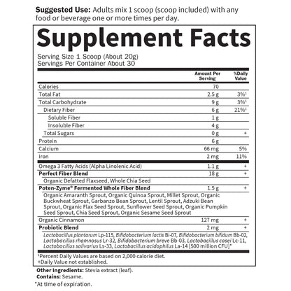 Garden Of Life imported whole food fiber supplement tub for clean daily wellness