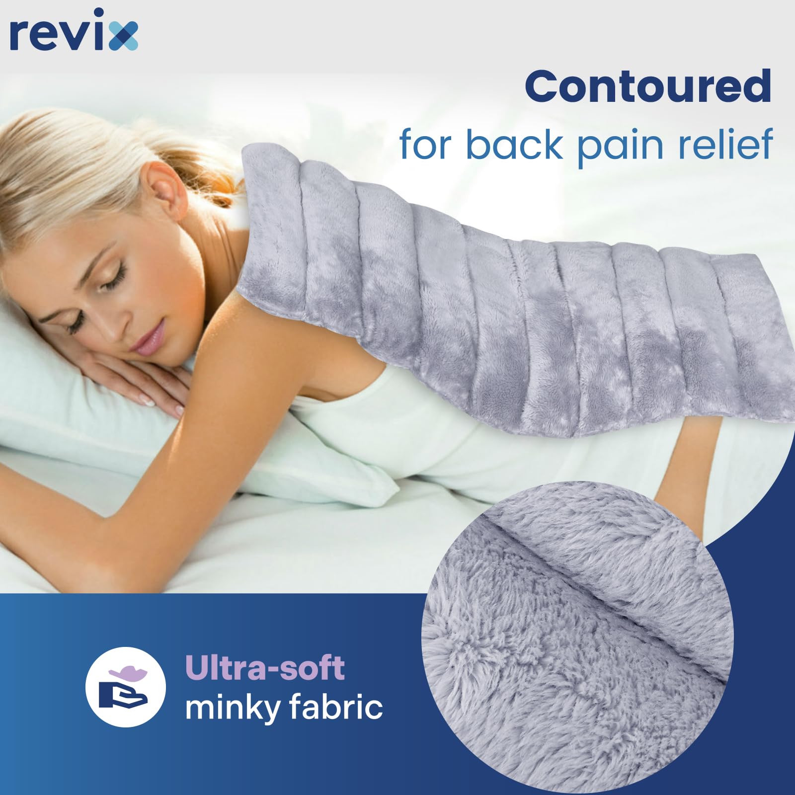 Revix heating pad showing multi-sectioned chamber design