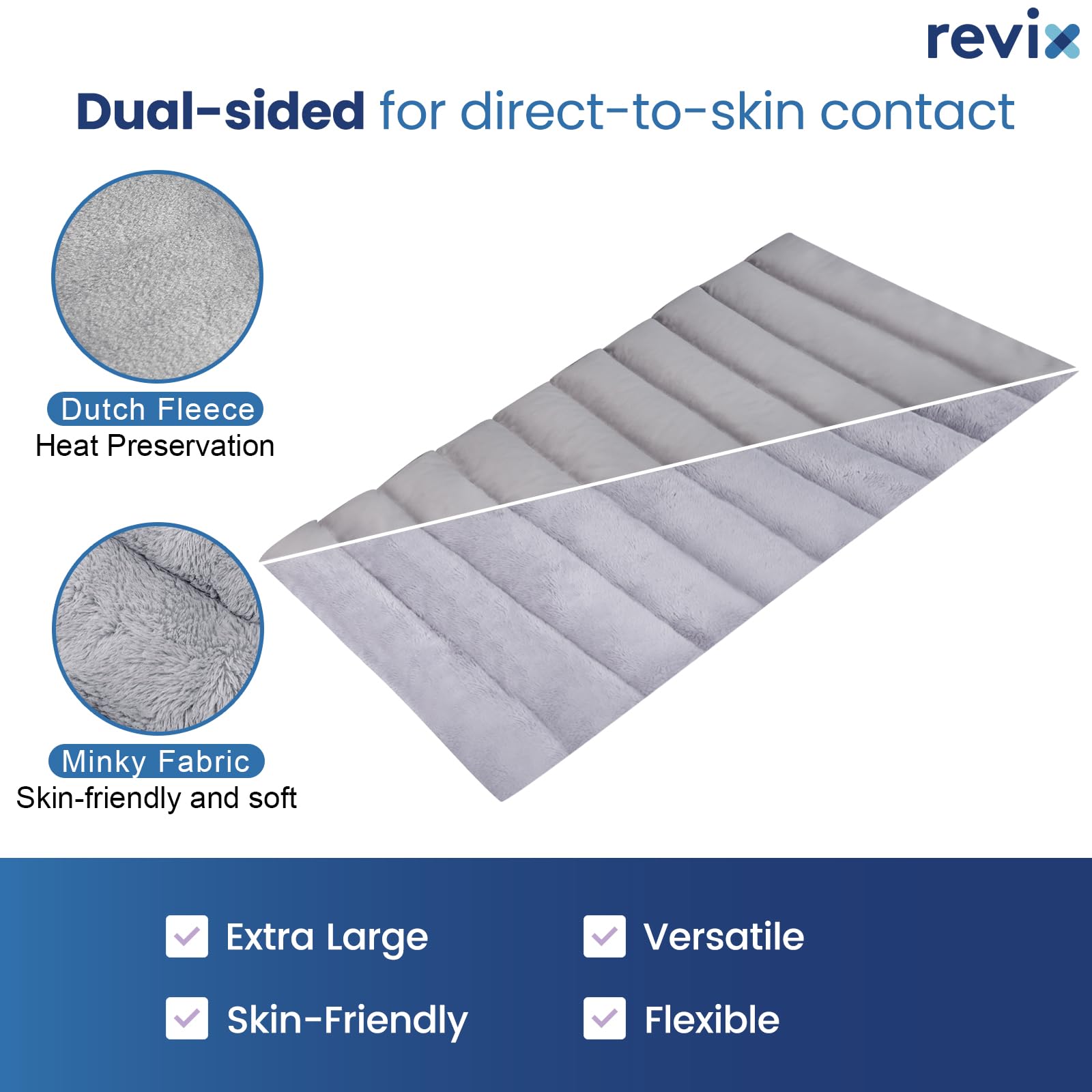 Person using Revix heating pad for back pain relief