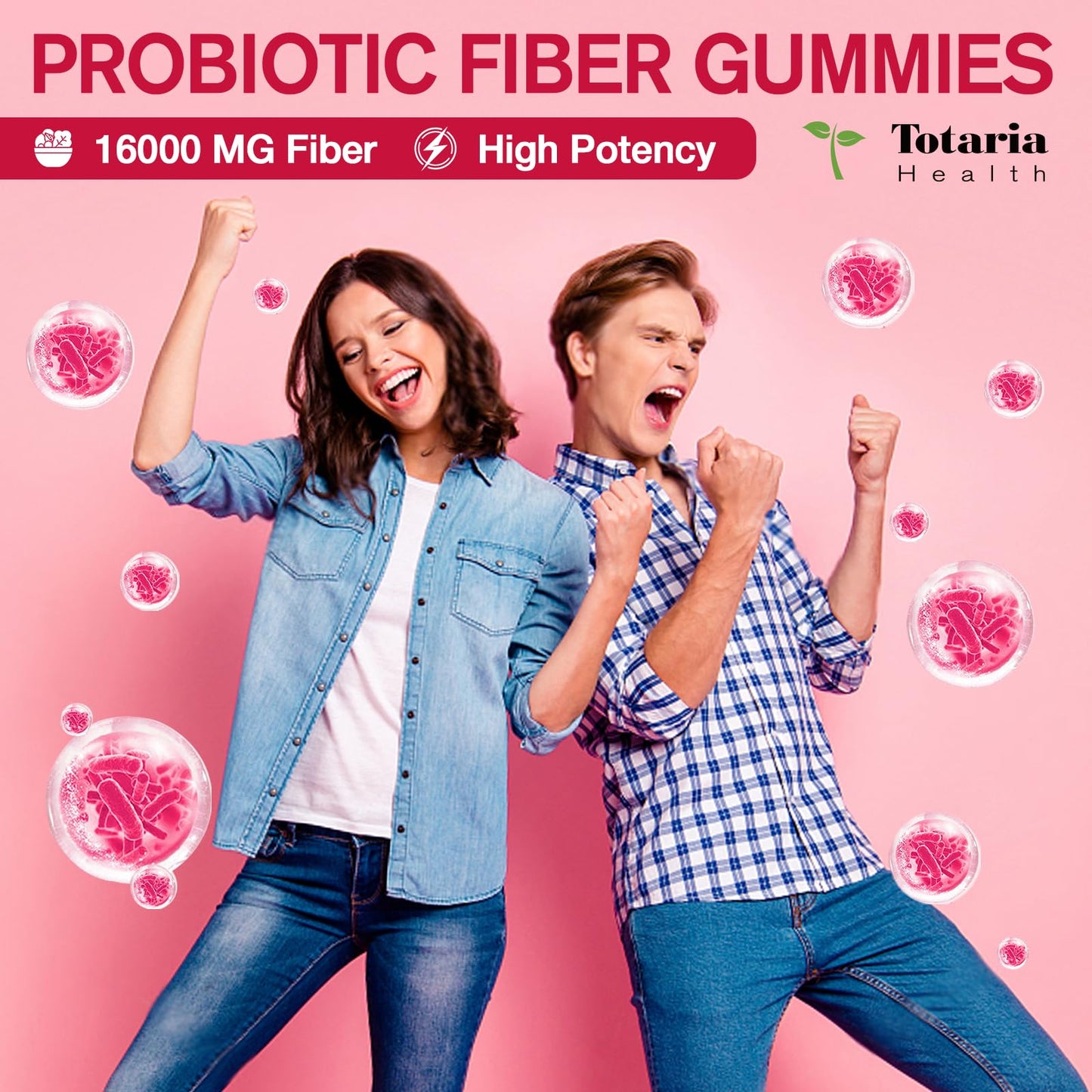 Totaria Prebiotic Fiber Gummies with Apple Cider Vinegar bottle showing nutrition facts