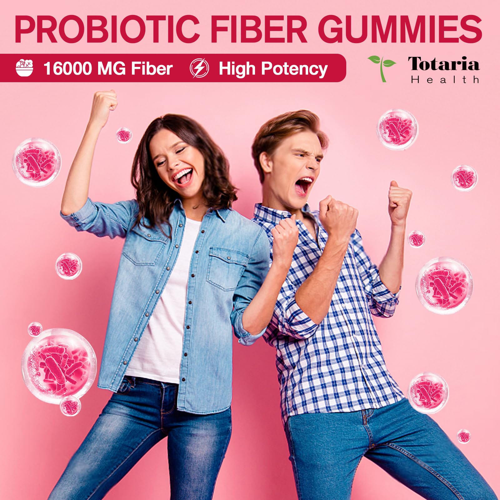 Totaria Prebiotic Fiber Gummies with Apple Cider Vinegar bottle showing nutrition facts