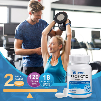 OMOGS 90 tablets container providing a 45 day supply of prebiotics