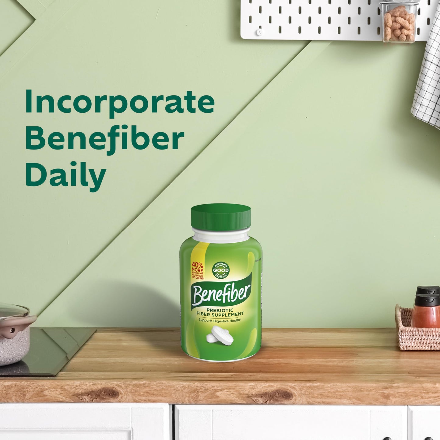 Benefiber digestive health wheat dextrin caplets bottle display