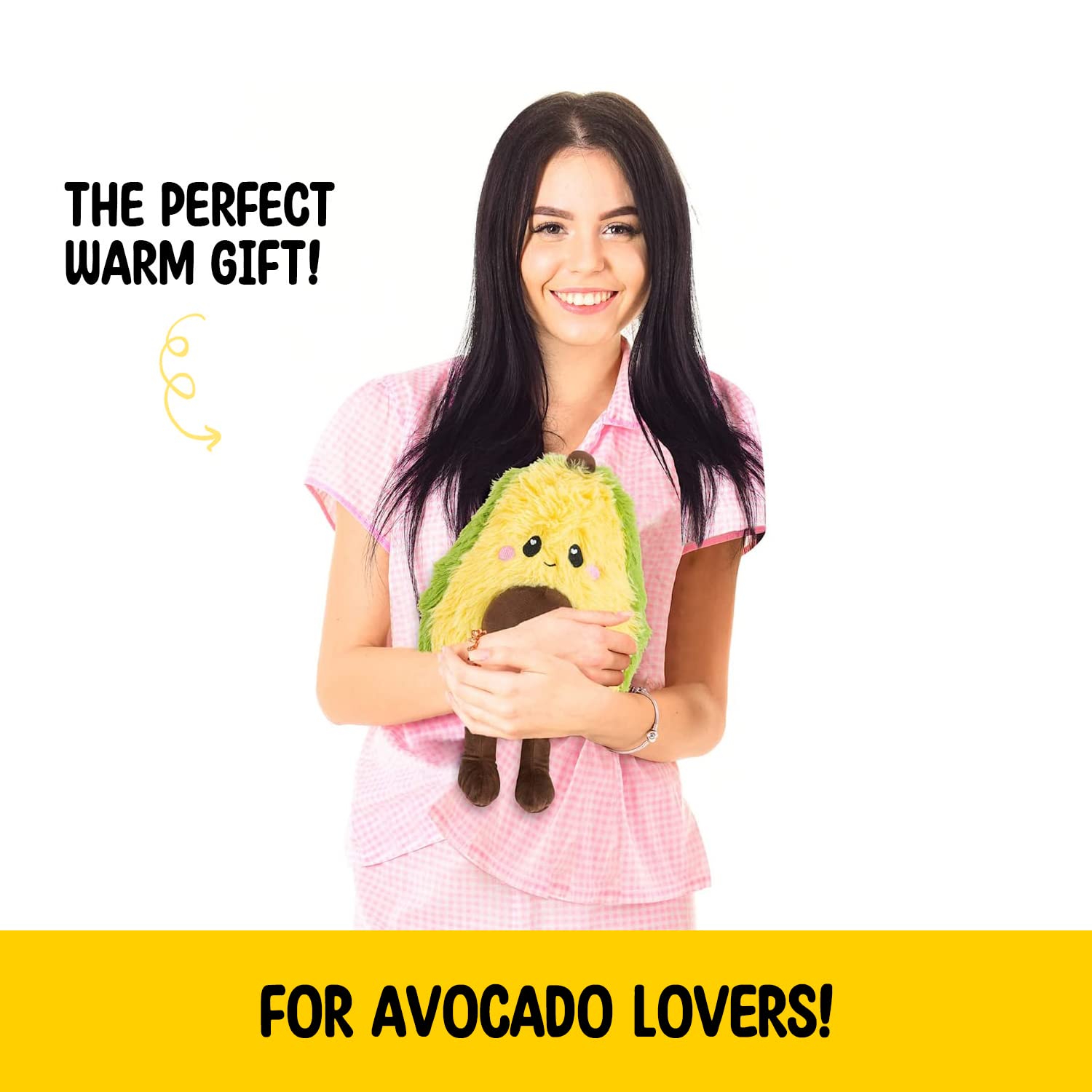 Happy Fuel avocado plushie showing clay bead heating insert