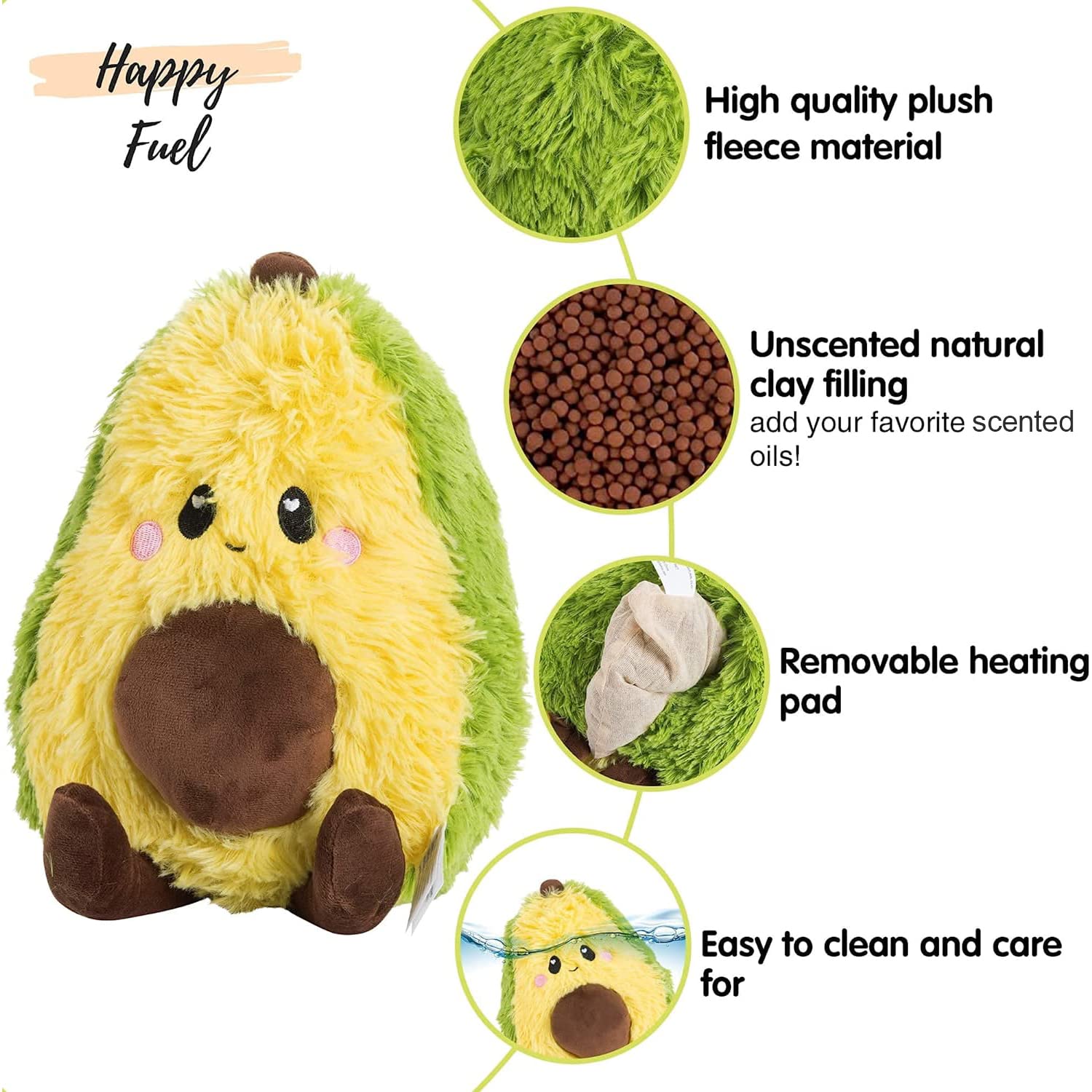Happy Fuel avocado heating pad used for back pain relief