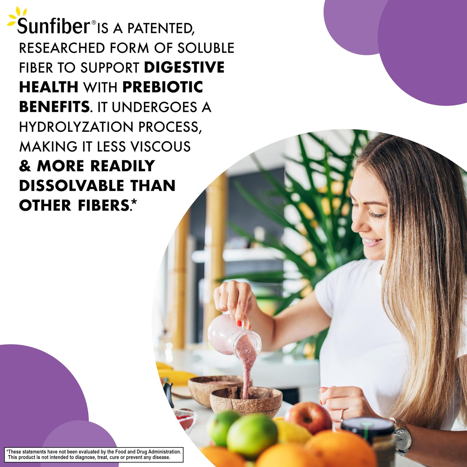 Low FODMAP certified unflavored fiber powder dissolving in water