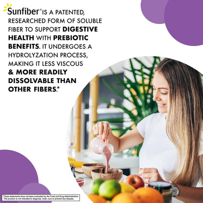 Low FODMAP certified unflavored fiber powder dissolving in water